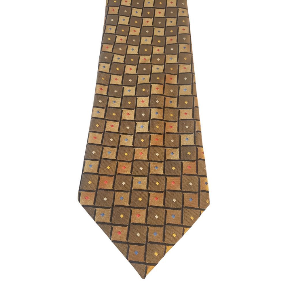 Setazone Mens Tie Necktie Designer Gold Black Red Geometric Businesscore Church‎